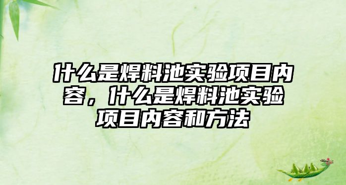 什么是焊料池實驗項目內(nèi)容，什么是焊料池實驗項目內(nèi)容和方法