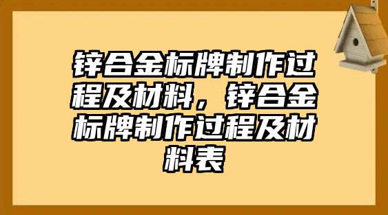 鋅合金標(biāo)牌制作過程及材料，鋅合金標(biāo)牌制作過程及材料表