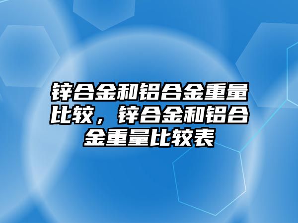 鋅合金和鋁合金重量比較，鋅合金和鋁合金重量比較表