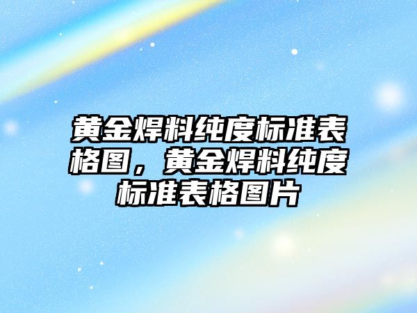 黃金焊料純度標準表格圖，黃金焊料純度標準表格圖片