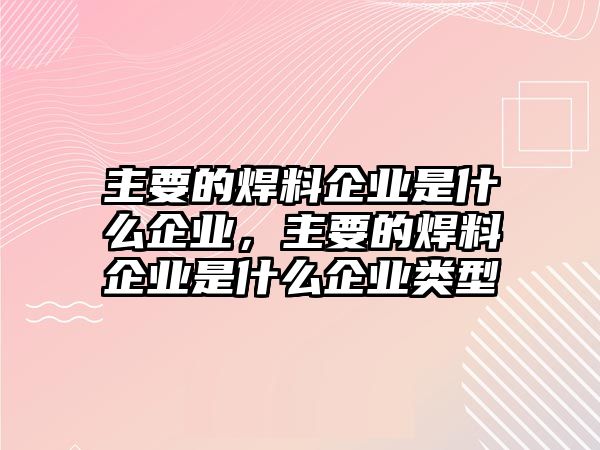 主要的焊料企業(yè)是什么企業(yè)，主要的焊料企業(yè)是什么企業(yè)類型