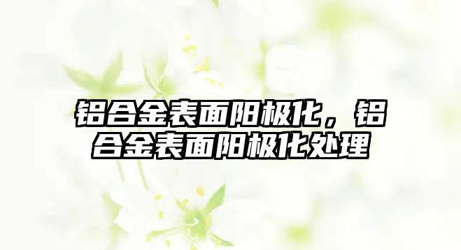 鋁合金表面陽極化，鋁合金表面陽極化處理