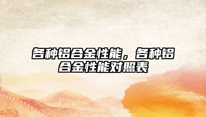 各種鋁合金性能，各種鋁合金性能對(duì)照表