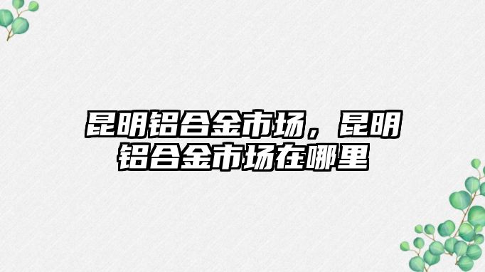 昆明鋁合金市場，昆明鋁合金市場在哪里