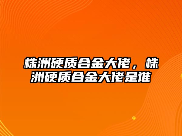 株洲硬質(zhì)合金大佬，株洲硬質(zhì)合金大佬是誰