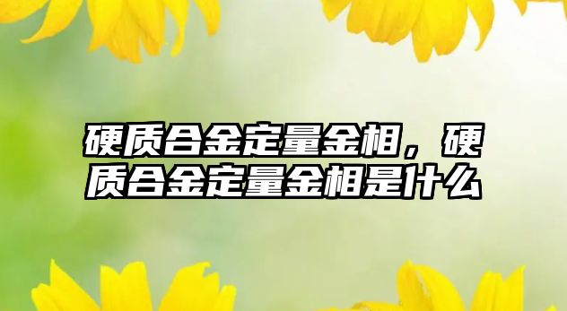 硬質(zhì)合金定量金相，硬質(zhì)合金定量金相是什么