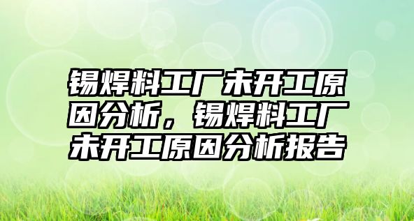 錫焊料工廠未開工原因分析，錫焊料工廠未開工原因分析報(bào)告