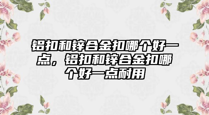 鋁扣和鋅合金扣哪個好一點，鋁扣和鋅合金扣哪個好一點耐用