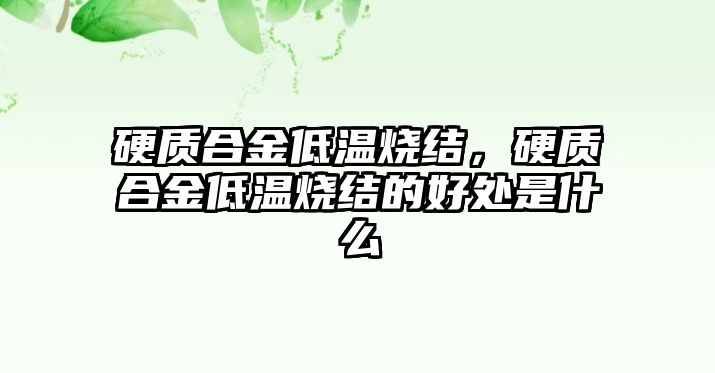 硬質(zhì)合金低溫?zé)Y(jié)，硬質(zhì)合金低溫?zé)Y(jié)的好處是什么