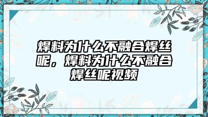 焊料為什么不融合焊絲呢，焊料為什么不融合焊絲呢視頻