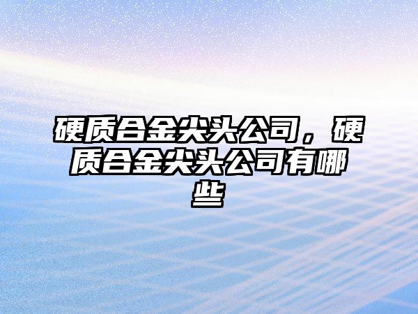 硬質合金尖頭公司，硬質合金尖頭公司有哪些