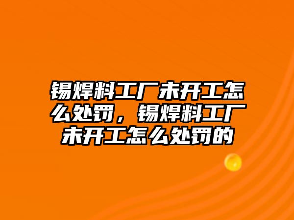 錫焊料工廠未開工怎么處罰，錫焊料工廠未開工怎么處罰的