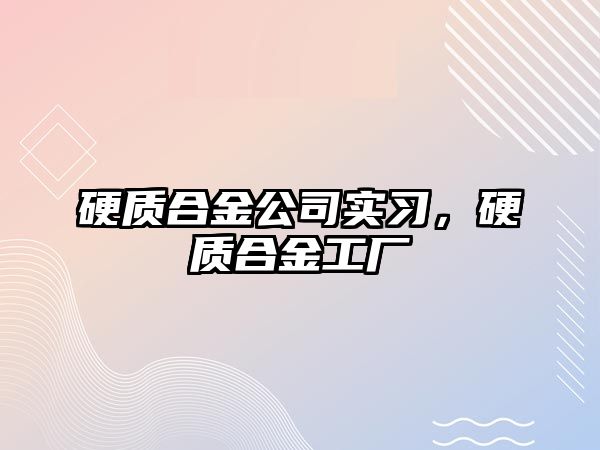 硬質合金公司實習，硬質合金工廠