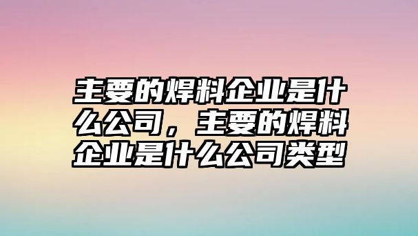 主要的焊料企業(yè)是什么公司，主要的焊料企業(yè)是什么公司類型