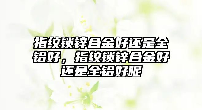 指紋鎖鋅合金好還是全鋁好，指紋鎖鋅合金好還是全鋁好呢