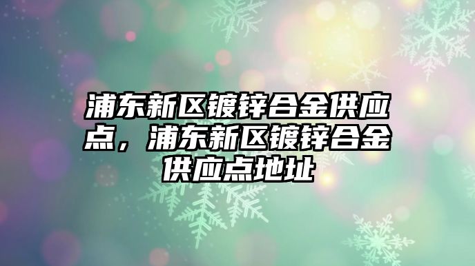 浦東新區(qū)鍍鋅合金供應點，浦東新區(qū)鍍鋅合金供應點地址