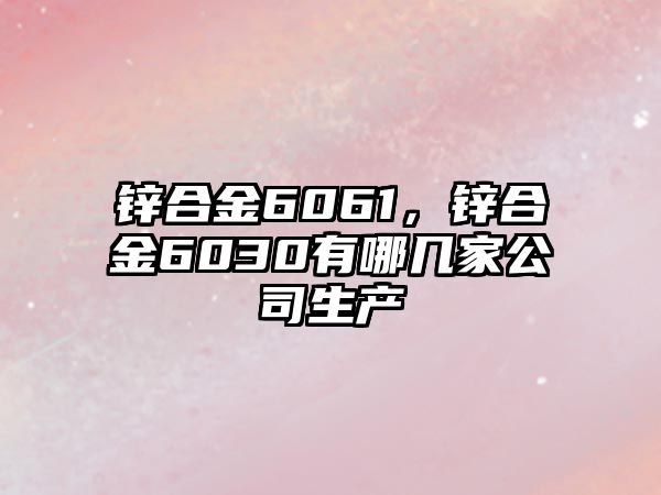 鋅合金6061，鋅合金6030有哪幾家公司生產(chǎn)