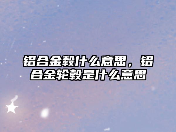 鋁合金轂什么意思，鋁合金輪轂是什么意思