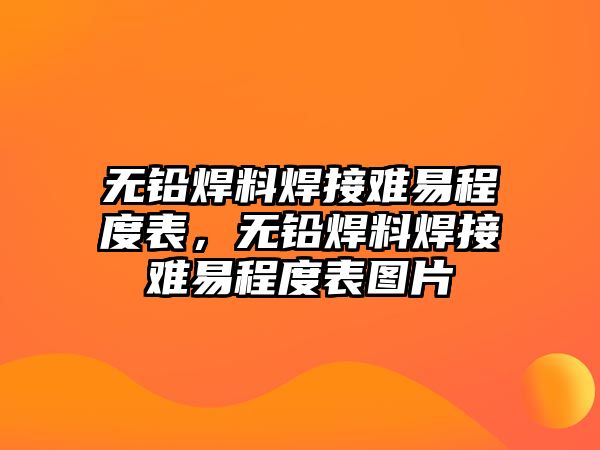 無鉛焊料焊接難易程度表，無鉛焊料焊接難易程度表圖片