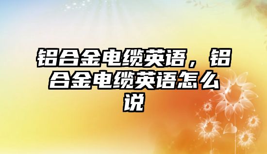 鋁合金電纜英語，鋁合金電纜英語怎么說