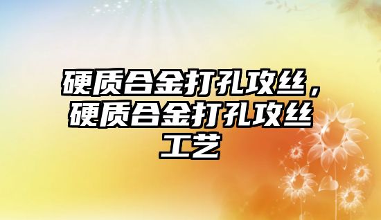 硬質(zhì)合金打孔攻絲，硬質(zhì)合金打孔攻絲工藝