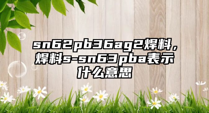 sn62pb36ag2焊料，焊料s-sn63pba表示什么意思