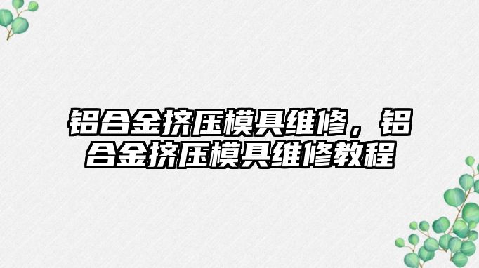 鋁合金擠壓模具維修，鋁合金擠壓模具維修教程