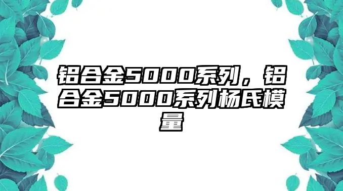 鋁合金5000系列，鋁合金5000系列楊氏模量