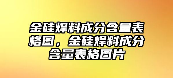 金硅焊料成分含量表格圖，金硅焊料成分含量表格圖片