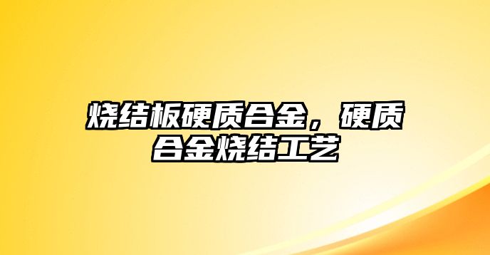 燒結(jié)板硬質(zhì)合金，硬質(zhì)合金燒結(jié)工藝