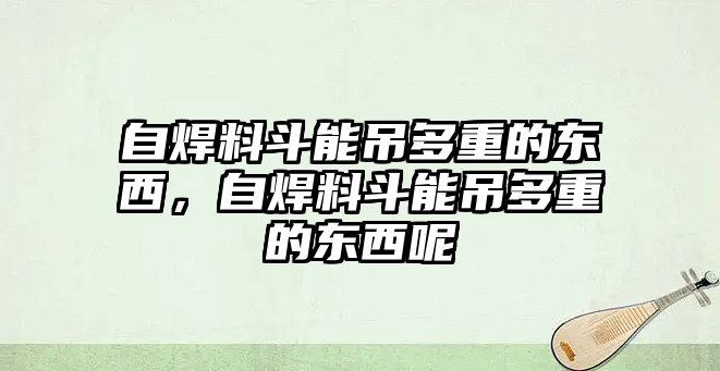 自焊料斗能吊多重的東西，自焊料斗能吊多重的東西呢