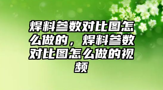 焊料參數(shù)對比圖怎么做的，焊料參數(shù)對比圖怎么做的視頻