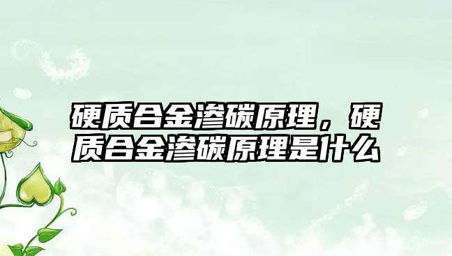 硬質合金滲碳原理，硬質合金滲碳原理是什么