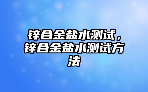 鋅合金鹽水測試，鋅合金鹽水測試方法