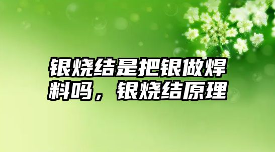 銀燒結(jié)是把銀做焊料嗎，銀燒結(jié)原理