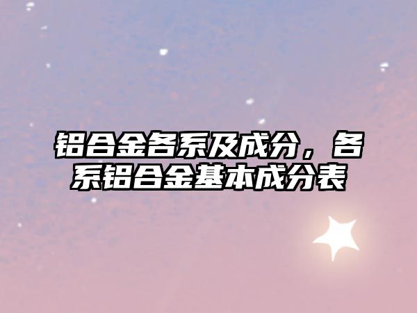 鋁合金各系及成分，各系鋁合金基本成分表