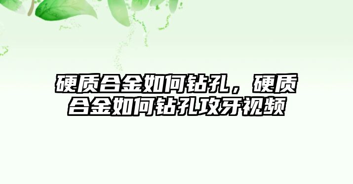 硬質(zhì)合金如何鉆孔，硬質(zhì)合金如何鉆孔攻牙視頻