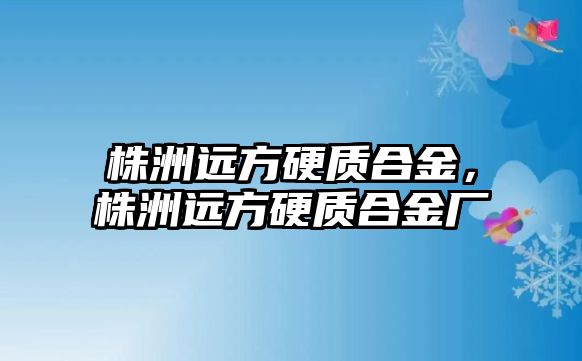 株洲遠方硬質合金，株洲遠方硬質合金廠